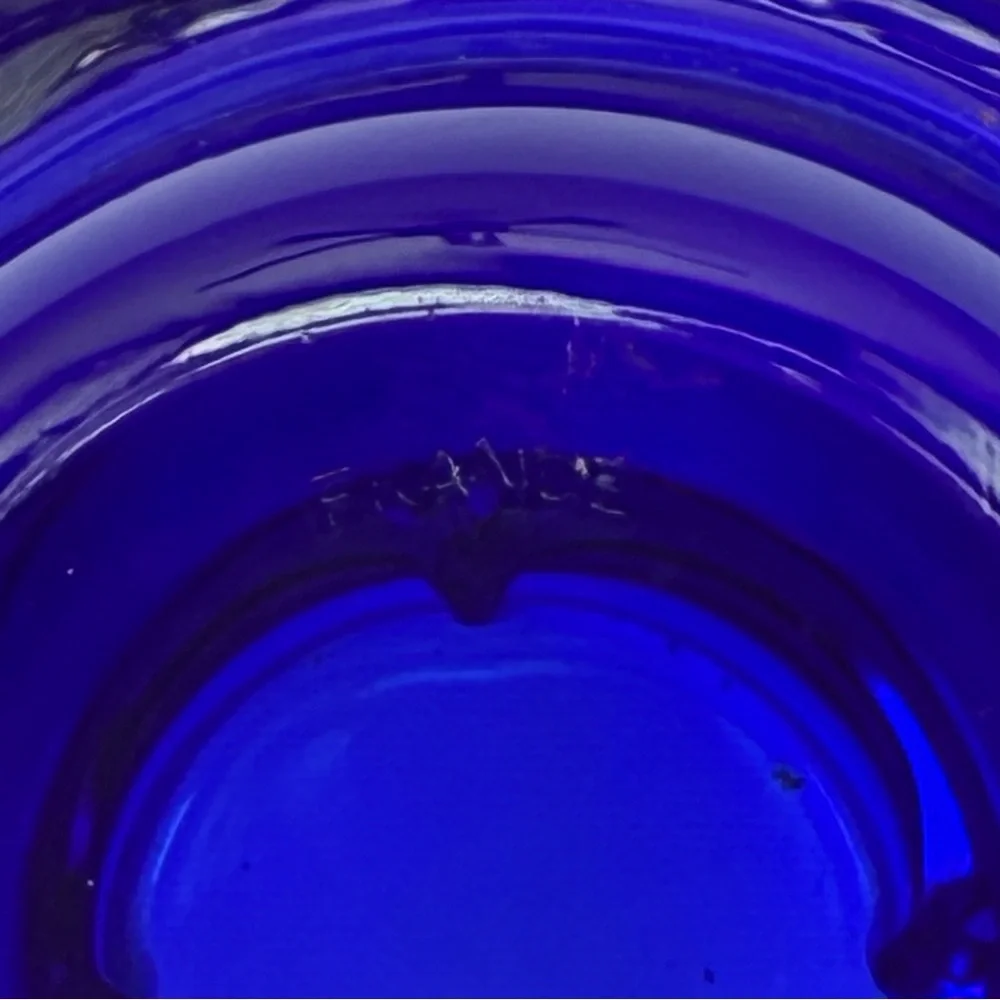 France Glass Cobalt Blue Taper or Votive Candle Holders Stackable Set 2